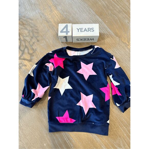 GAP Other - Gap girls sz 4 star balloon sleeve velvet pullover top blue